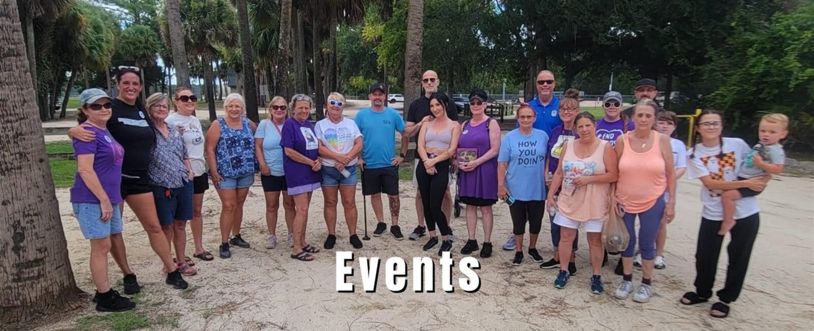 A large group of Foundation supporters and volunteers gathered together at a Flagler County park.